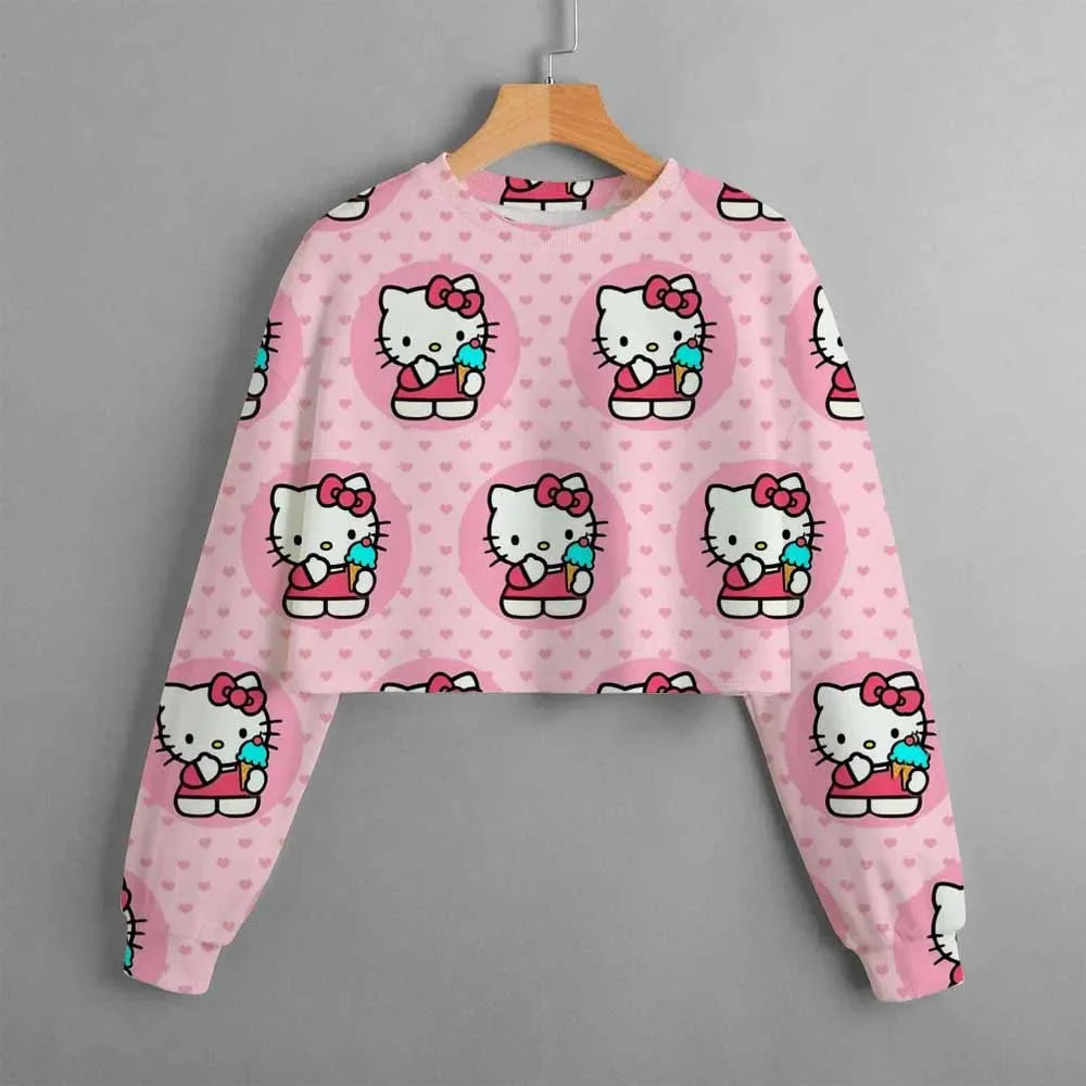 Kids Christmas New Kids Clothes Cartoon Hello Kitty Print Cute Birthday Party Costumes Girls Street Sports Hoodie Girls Tops