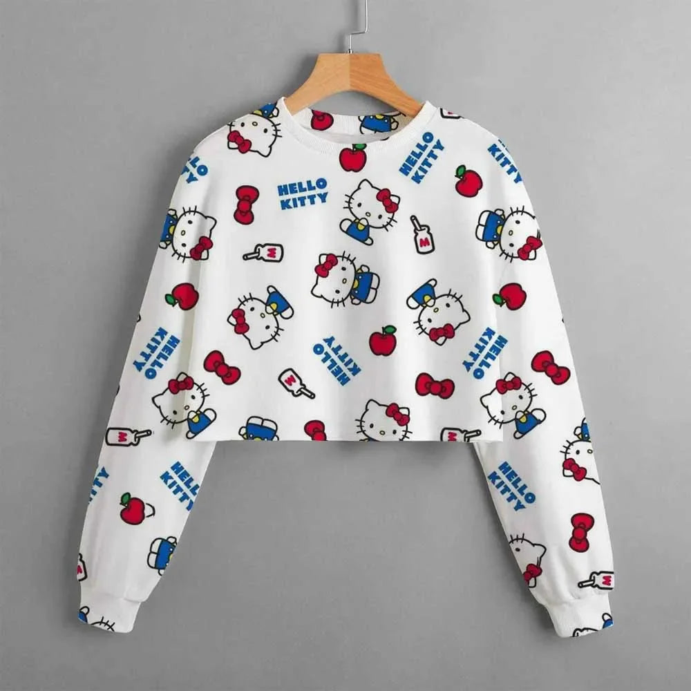 Kids Christmas New Kids Clothes Cartoon Hello Kitty Print Cute Birthday Party Costumes Girls Street Sports Hoodie Girls Tops
