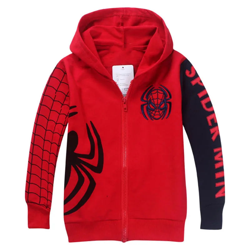 Kids Hoodies Sweatshirts Cartoon Spiderman Boys Outwear Zipper Hooded Clothes Fall 2025 New Spider man Children's Clothing