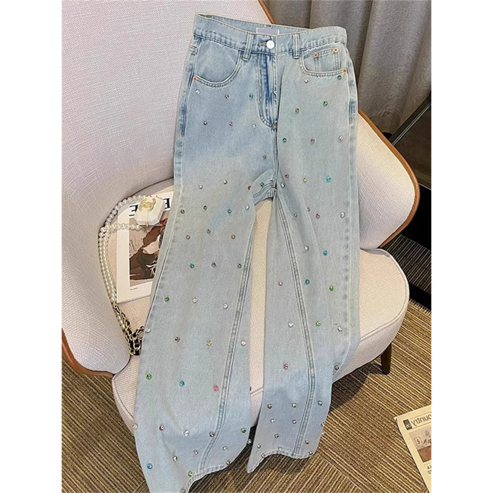 Women Diamonds Denim Pant Fashion