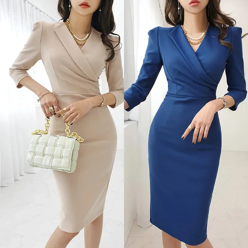Women's Dress Korean Style Socialite Elegant Slimming Professional Dress Elastic Waist Hip Shaping