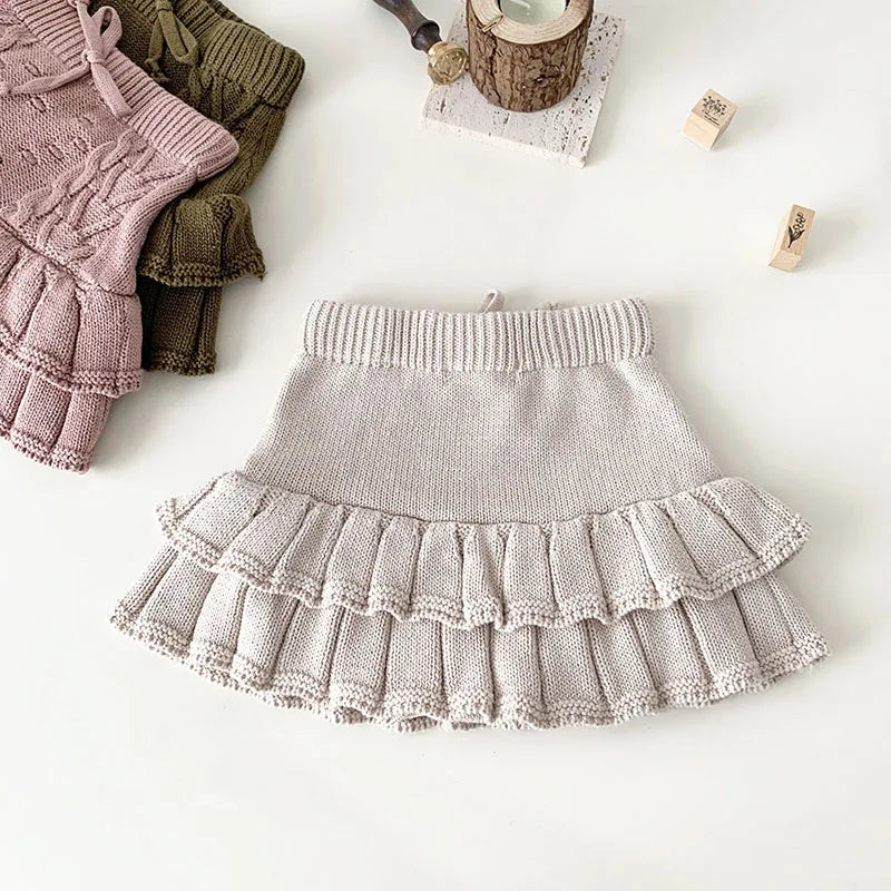 Korean Style Autumn Spring Baby Girl Short Skirt Children Clothing Kids PP Shorts Baby Girls Solid Color Knitting Shorts