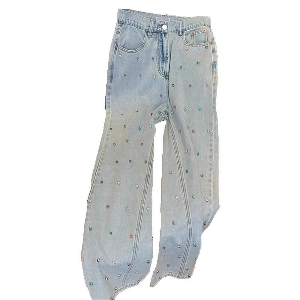 Women Diamonds Denim Pant Fashion