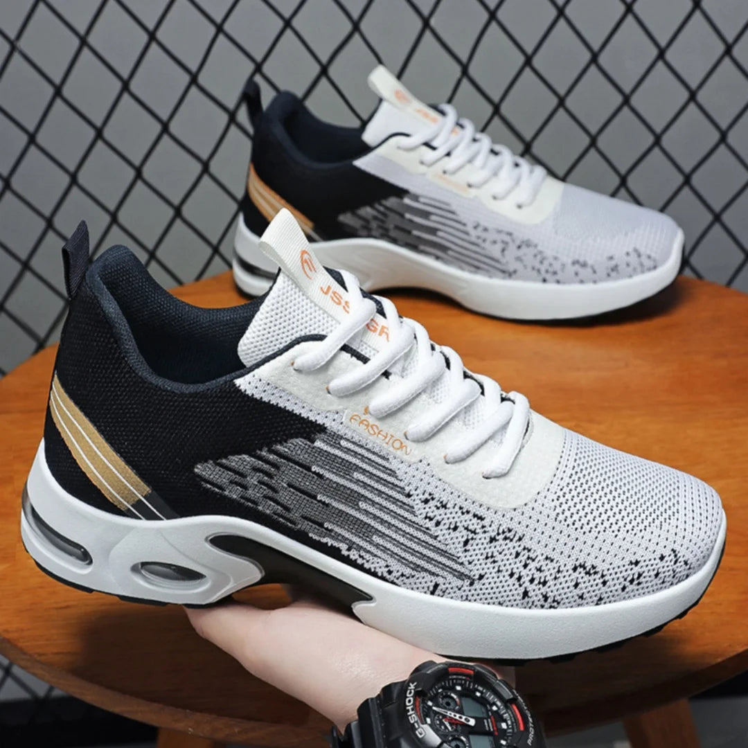 Men's Casual Running Shoes 2025 Spring Fashion Soft Sole Sports Sneakers Woven Upper Flying Stitch Design Comfortable Foot