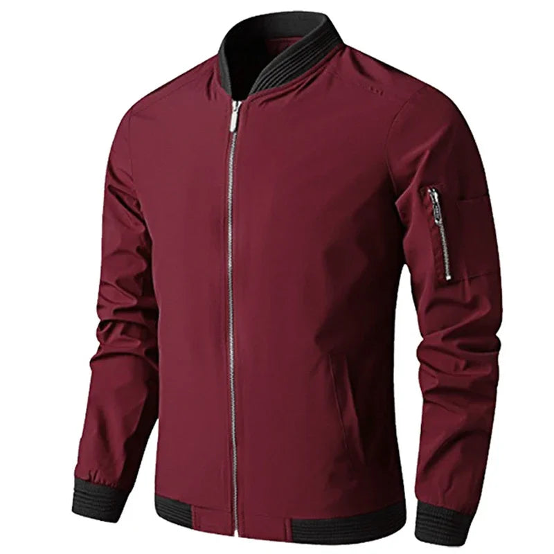 Men Bomber Jacket Thin Slim Long Sleeve baseball Jackets Mens Windbreaker Zipper Windbreaker Jacket Male Outwear Brand Clothing