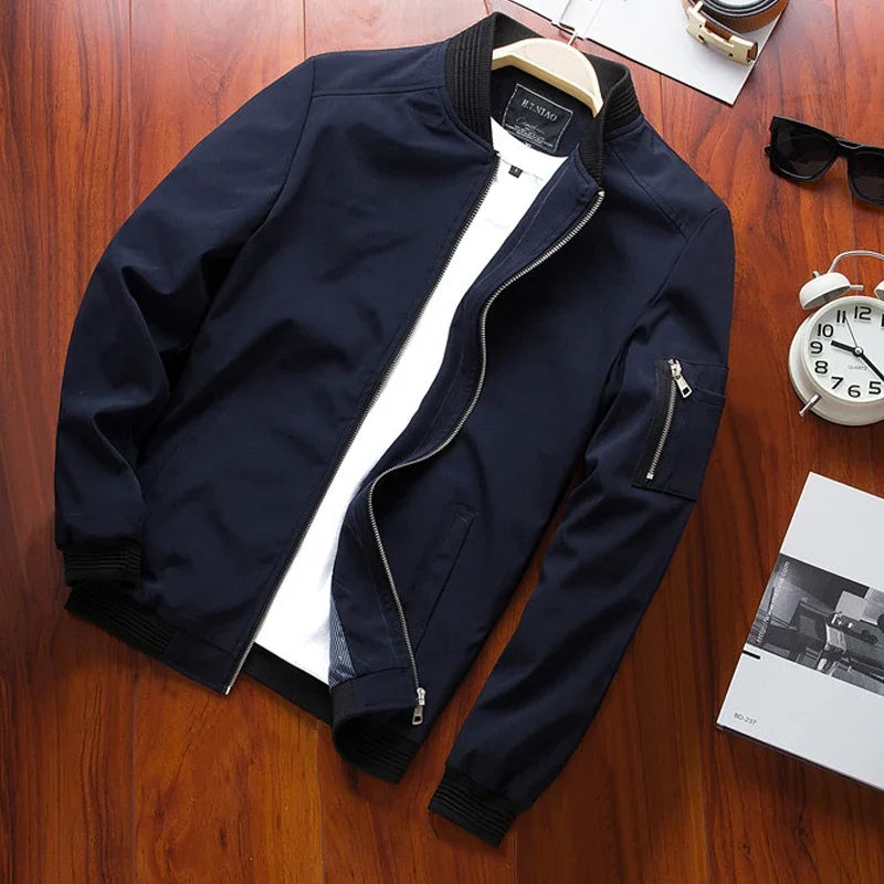 Men Bomber Jacket Thin Slim Long Sleeve baseball Jackets Mens Windbreaker Zipper Windbreaker Jacket Male Outwear Brand Clothing