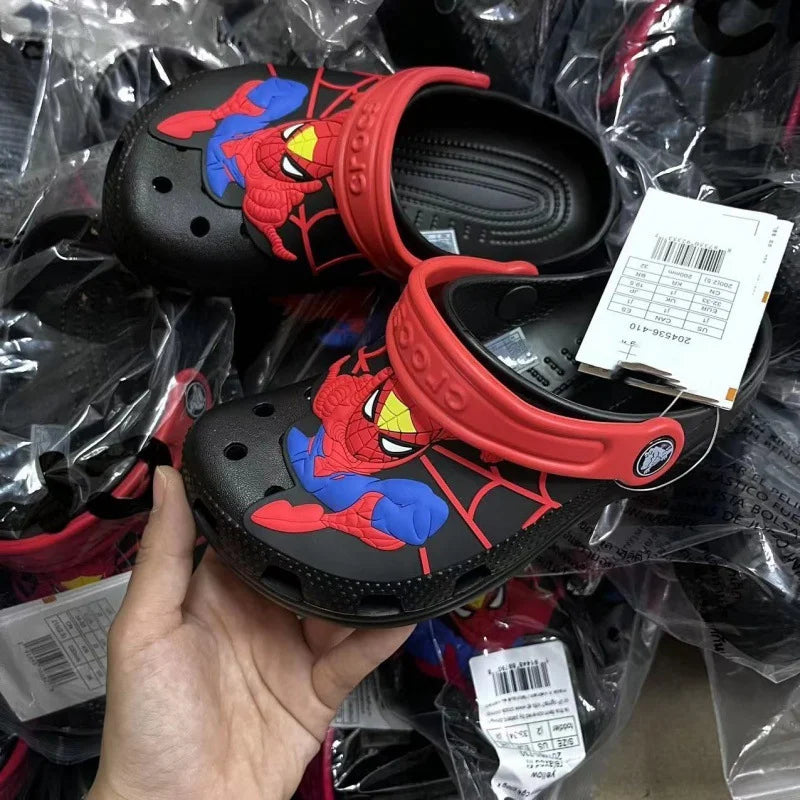Spiderman Outdoor Beach Slippers Cartoon Anime Spider-Man Waterproof Sandals Casual Breathable Ankle-Wrap Eva Shoes for Kid Gift