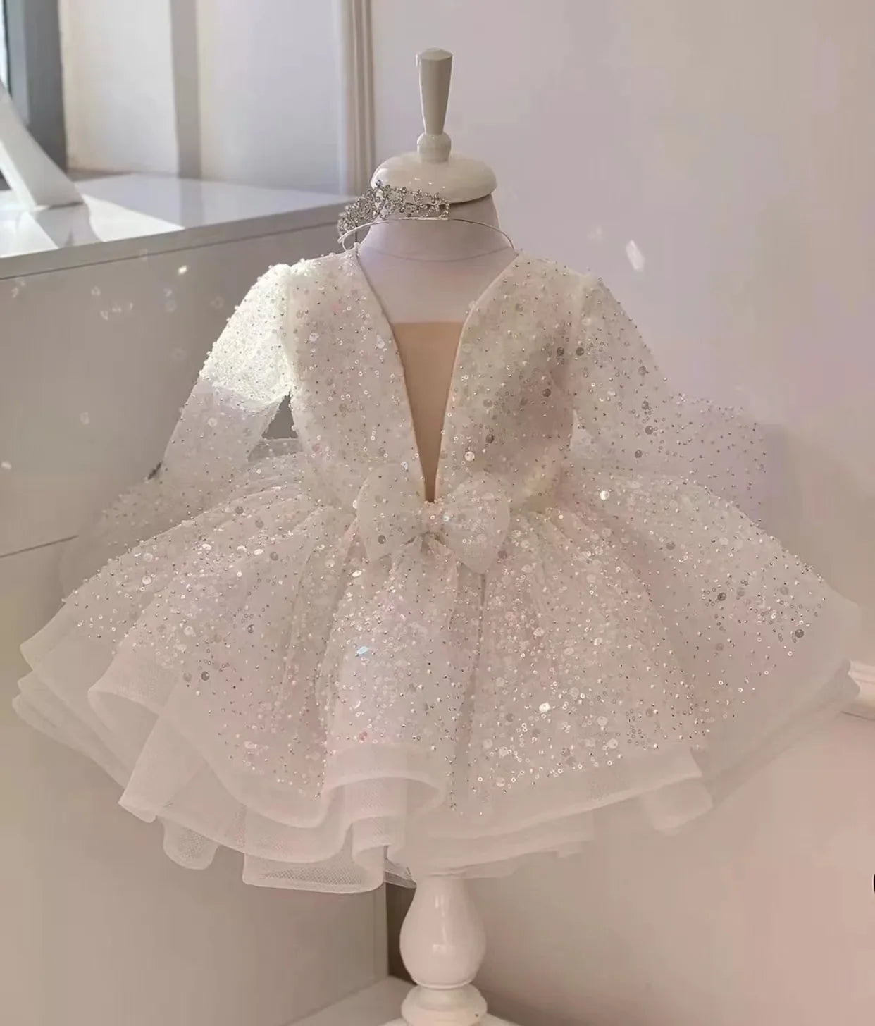 Elegant Girl Party Dress 2025 Flower Girl Wedding Dress Formal First Christmas Baby Girl Luxury Dress Suitable 0-8Y