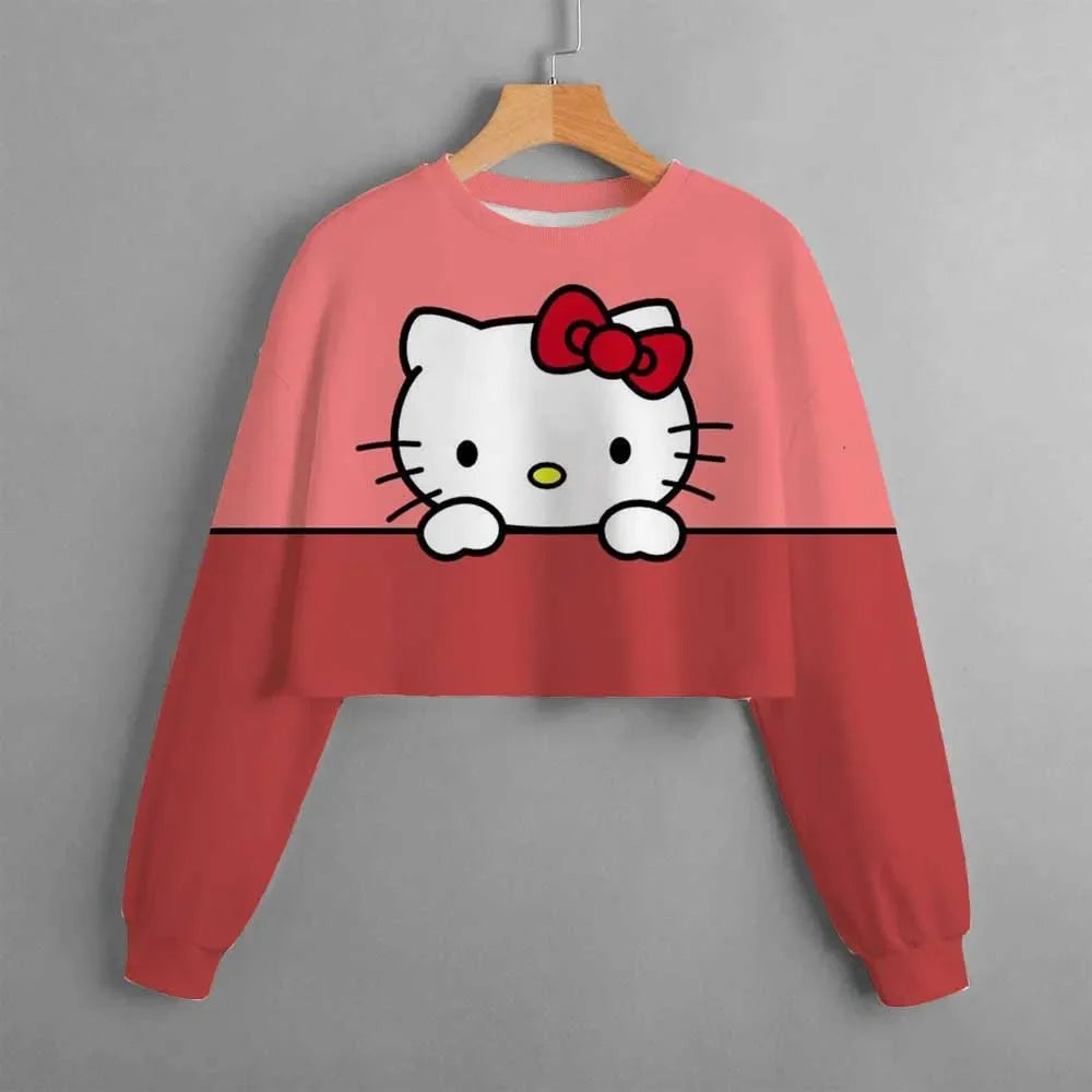 Kids Christmas New Kids Clothes Cartoon Hello Kitty Print Cute Birthday Party Costumes Girls Street Sports Hoodie Girls Tops