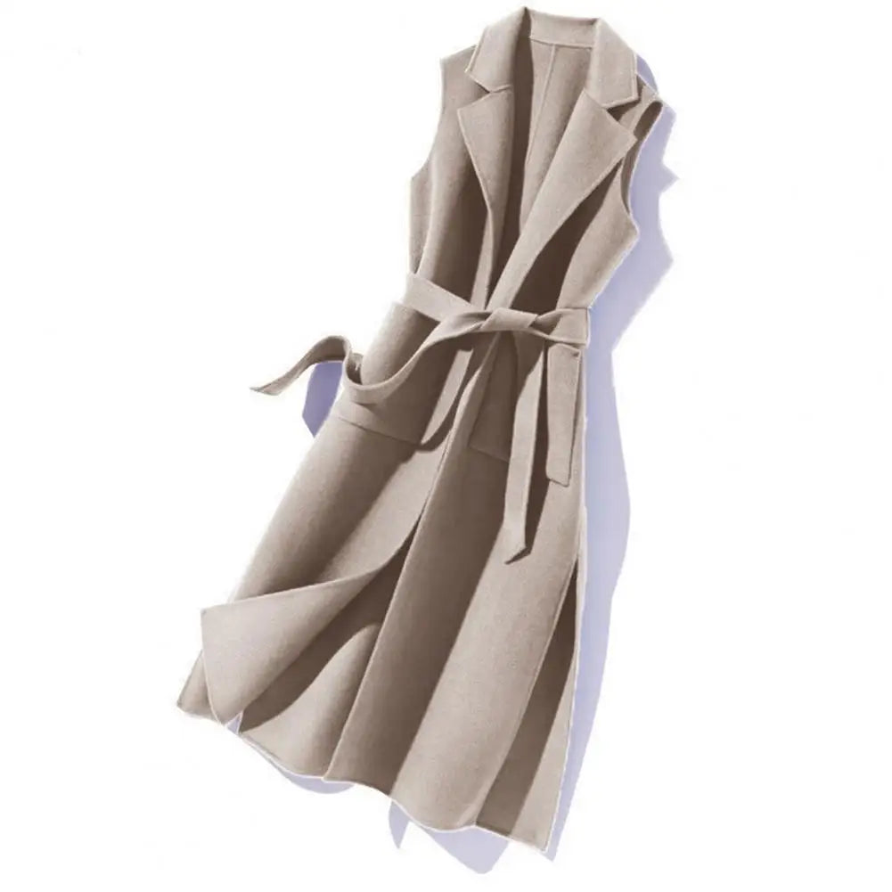 Women Autumn Vest Thermal Turn-down Collar Sleeveless Open Stitch Cardigan Elegant Lady Winter Waistcoat Notch Collar Women Vest