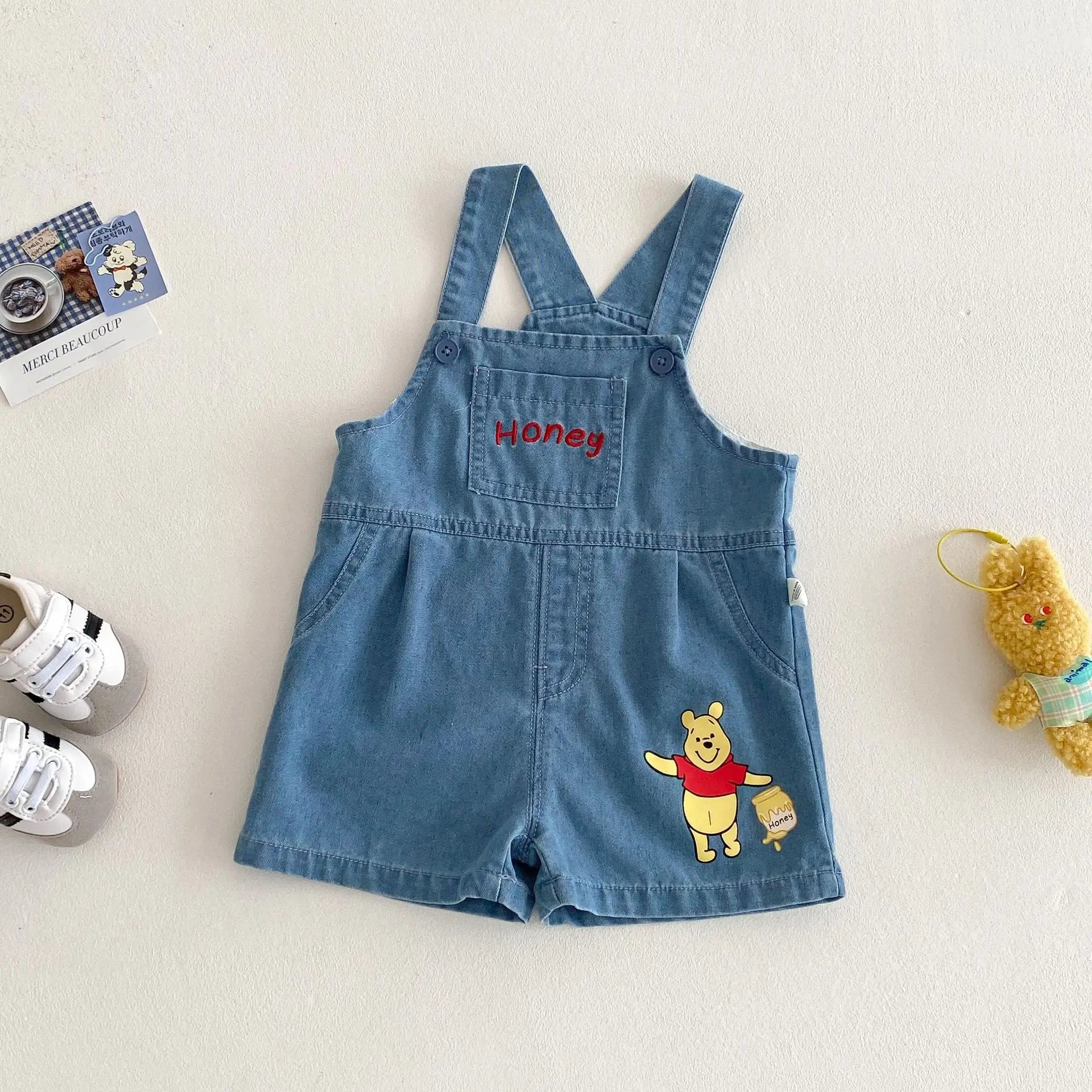 Baby Cartoon T-shirt 2025 New Summer Style 0-5-year-old Boy's Trendy Contrasting Color Base Shirt, Trendy Baby Bear Top