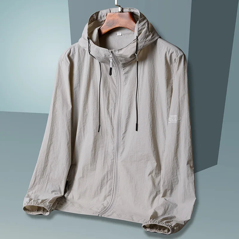 2024 New Summer Solid Color Hooded Jacket Men Sun Protection Clothing Fishing Hunting Clothes Quick Dry Skin Windbreaker
