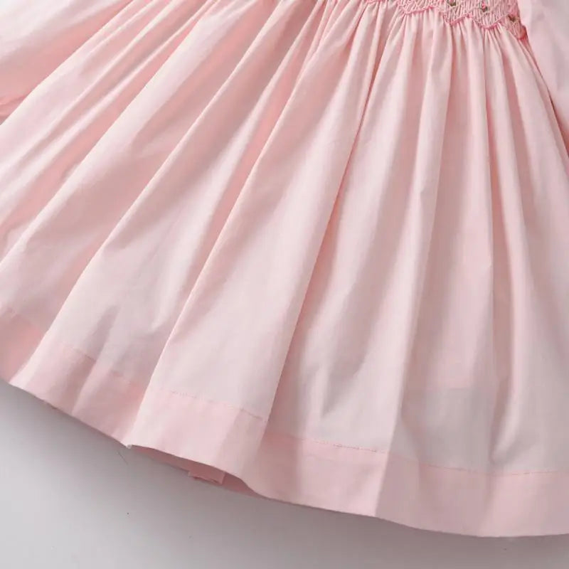 2025 Flower Baby Girl Smocking Dress Children Floral Embroidery Smocked Dresses Girls Princess Charlotte Birthday Clothes
