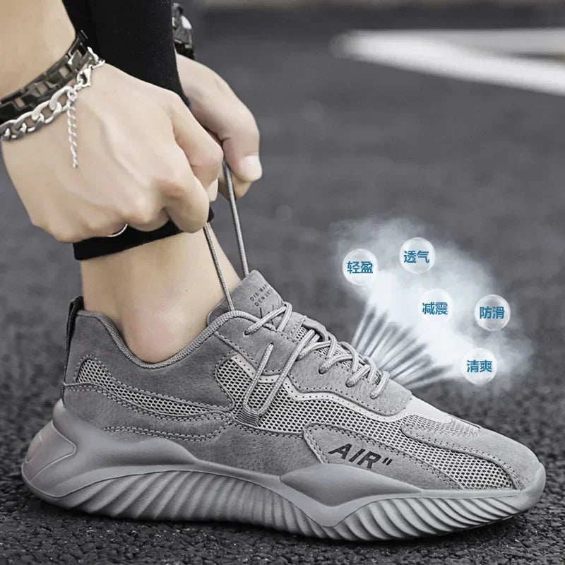 Men's shoes 2025 new summer breathable and odor proof mesh sports and leisure work anti slip lightweight soft soled trendy shoes