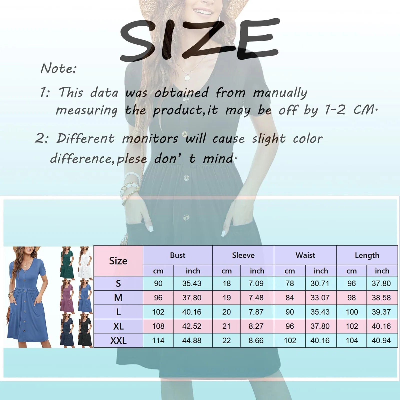 Casual Loose Tank Sundress V-Neck Cotton Button Down Knee Length Dress with Pocket Monochromatic Short Sleeve Short Dresses 원피스