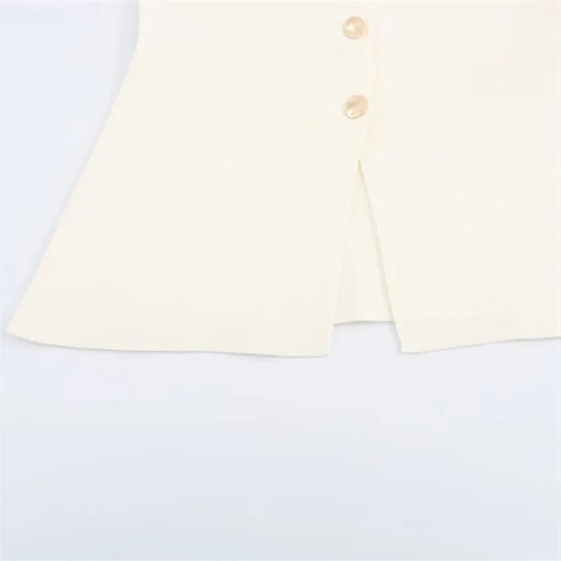 TRAF 2024 Woman Knit Vest Top Female Button Sleeveless Vest Women Summer Knitted Women's Tailored Vest Elegant Woman Coat