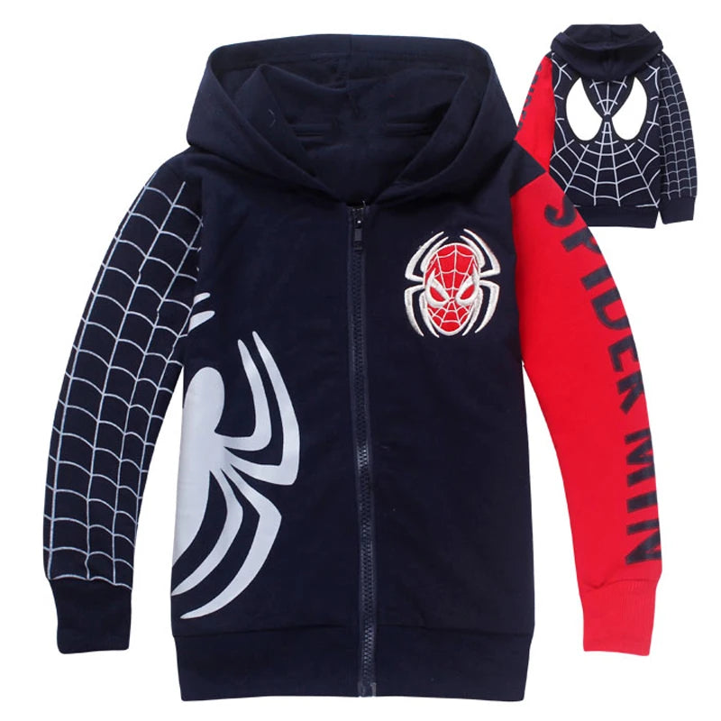 Kids Hoodies Sweatshirts Cartoon Spiderman Boys Outwear Zipper Hooded Clothes Fall 2025 New Spider man Children's Clothing