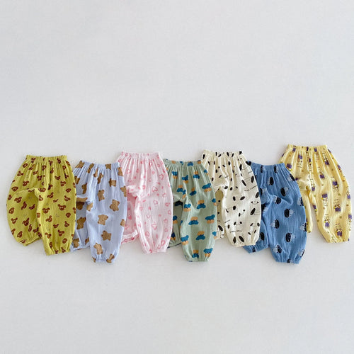 1-6 Age Children's Clothes Summer Thin Casual Trousers Full-printed Cartoon Fashion Kids Anti-mosquito Pants Boys Girls Bloomers