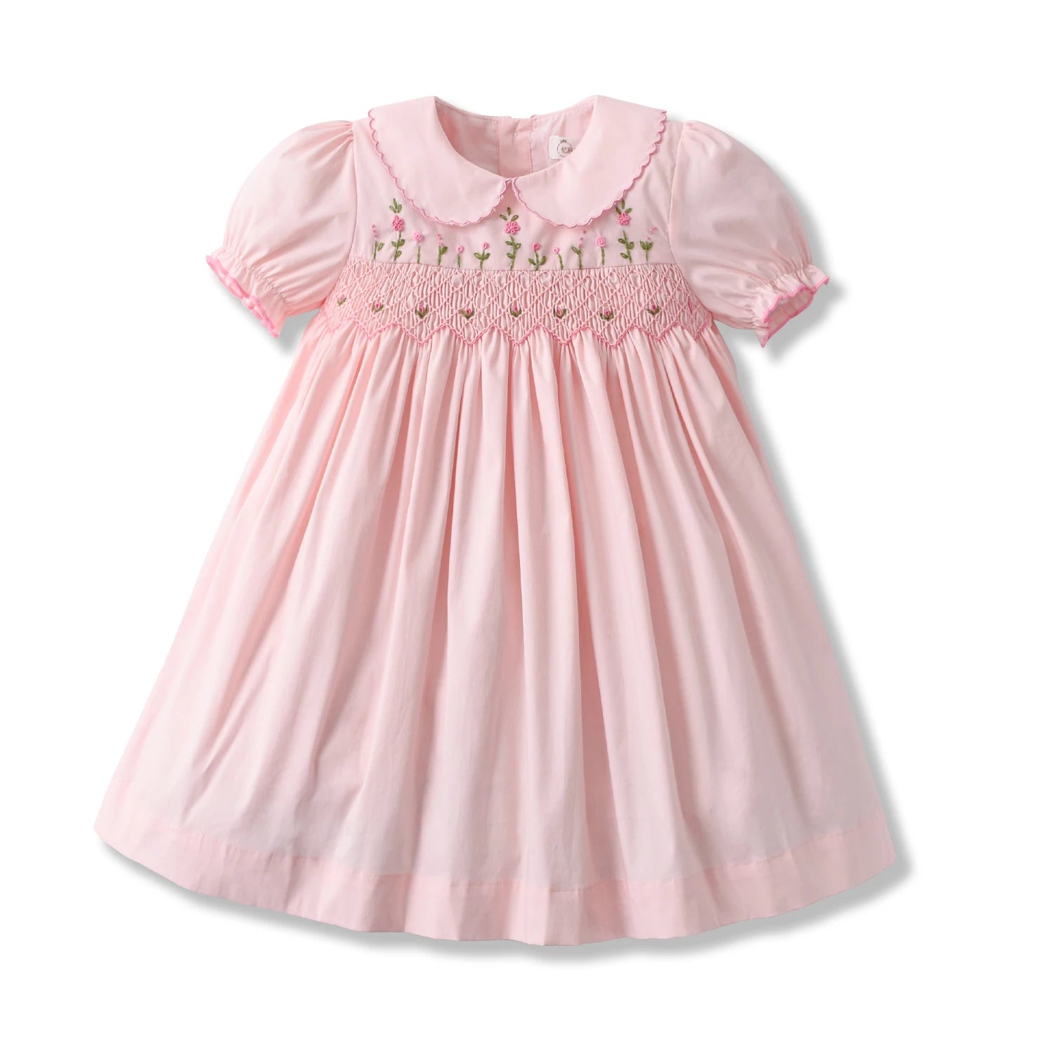 2025 Flower Baby Girl Smocking Dress Children Floral Embroidery Smocked Dresses Girls Princess Charlotte Birthday Clothes