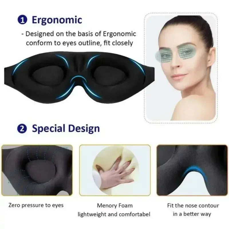 3D Eye Mask Adjustable Suitable for Men and Women with No Pressure on The Eyes Breathable and Light Blocking Eye Mask Black