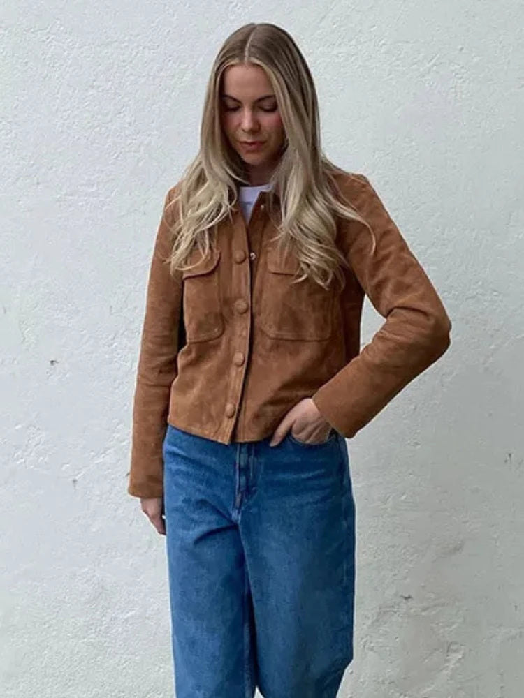 ZBZA Women's Brown Simple Casual Jacket