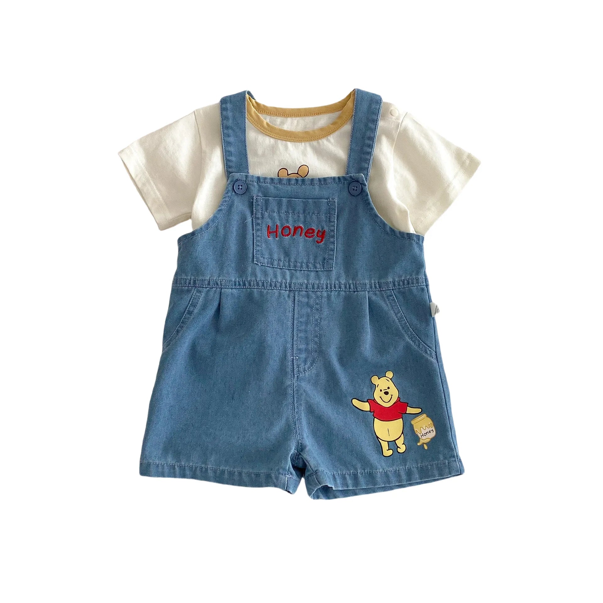 Baby Cartoon T-shirt 2025 New Summer Style 0-5-year-old Boy's Trendy Contrasting Color Base Shirt, Trendy Baby Bear Top