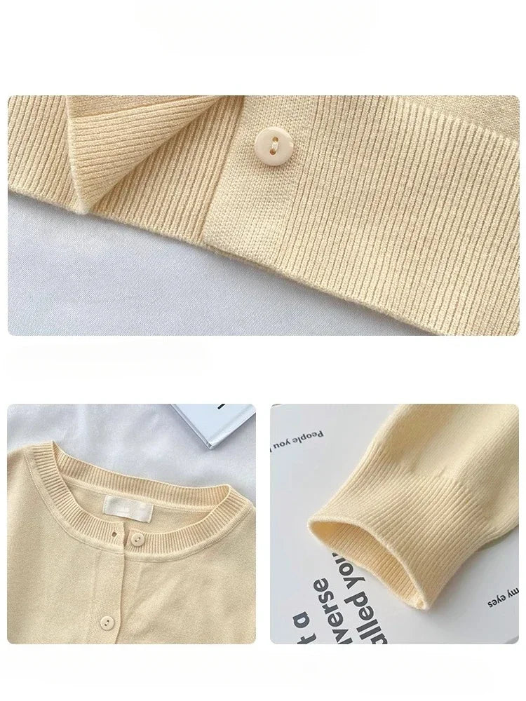 2025 Cardigans Sweater Casual Warm Spring Summer Women O-neck Long Sleeve Single Breasted Slim Fashion Korean Knitwears Tops