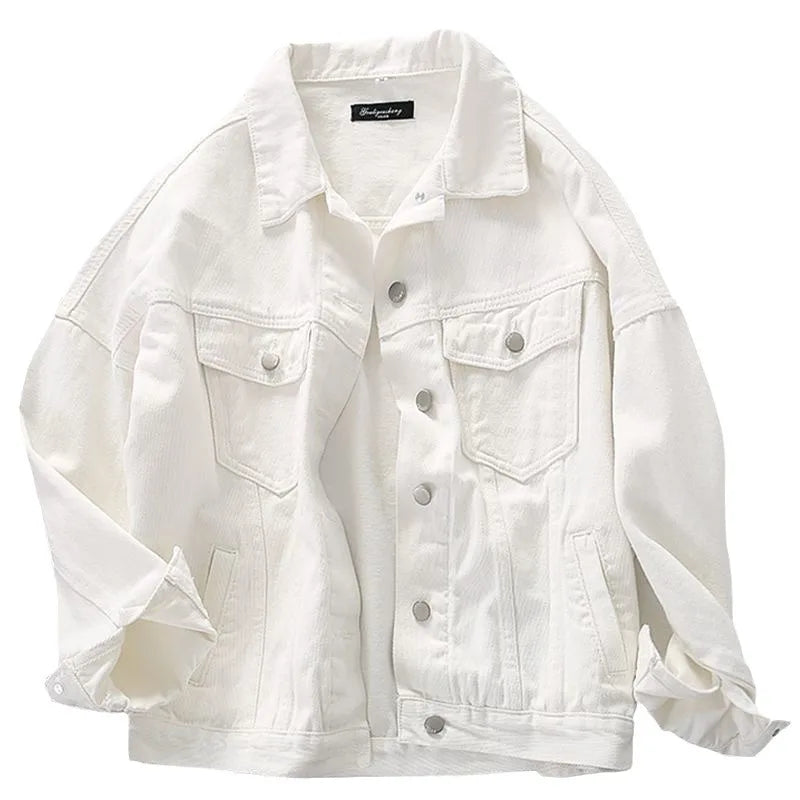 Women's Spring and Fall New Fashion Network Red Vintage Loose White Cotton Denim Jacket for Women Long Sleeve Denim Jacket Y2k