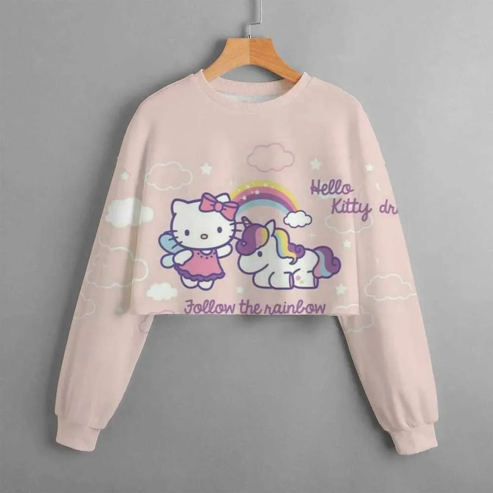 Kids Christmas New Kids Clothes Cartoon Hello Kitty Print Cute Birthday Party Costumes Girls Street Sports Hoodie Girls Tops