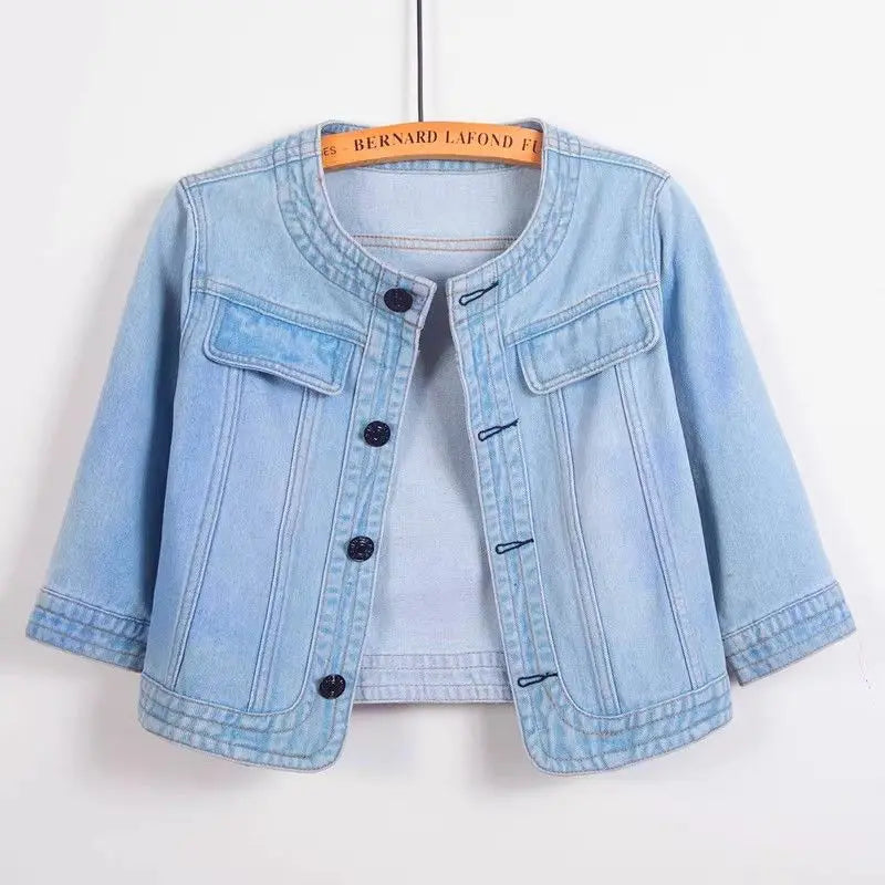 Women's Summer New Spring Short Loose Split Sleeve Denim Coat Jackets