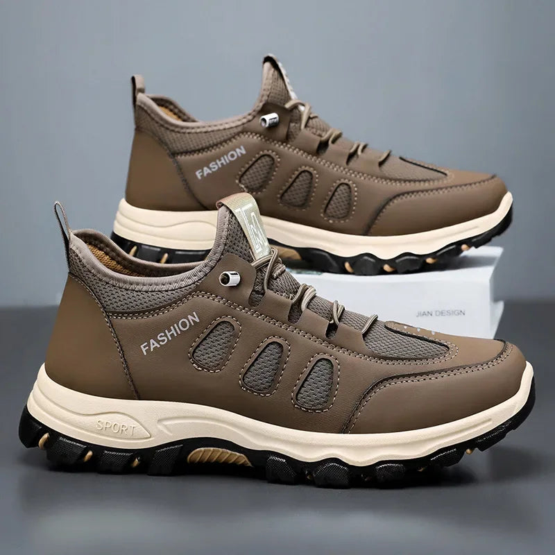Sneakers for Men Soft Hiking Shoes Breathable Outdoor Walking Men Shoes Light Black Hike Footwear Climbing Shoes Men