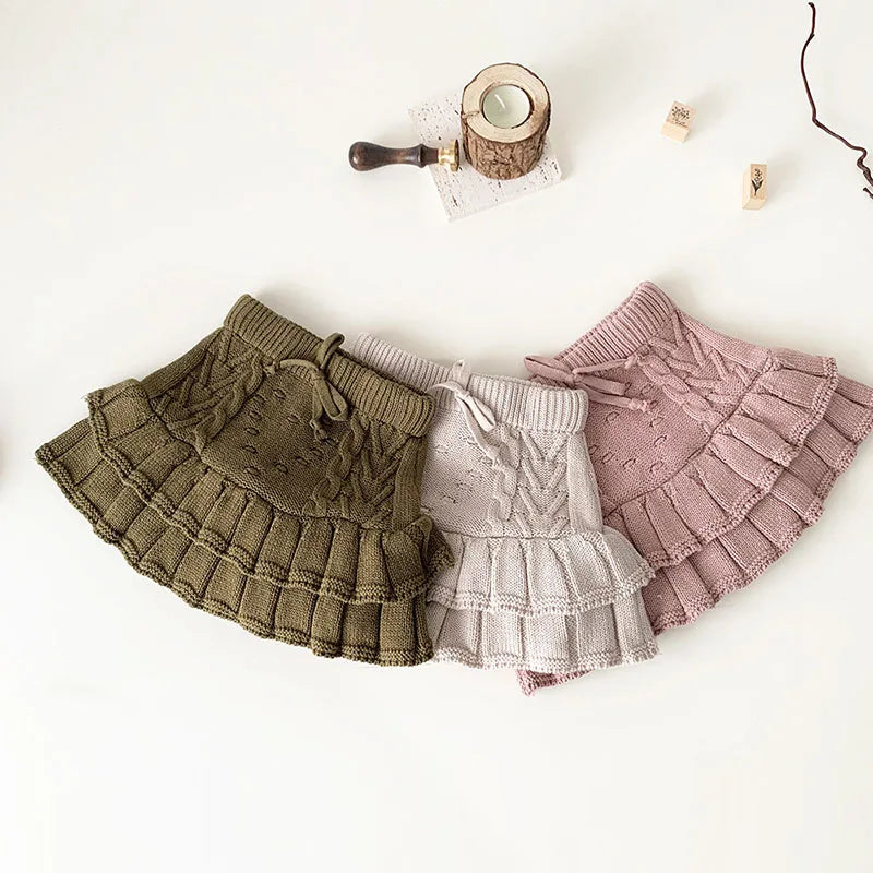 Korean Style Autumn Spring Baby Girl Short Skirt Children Clothing Kids PP Shorts Baby Girls Solid Color Knitting Shorts