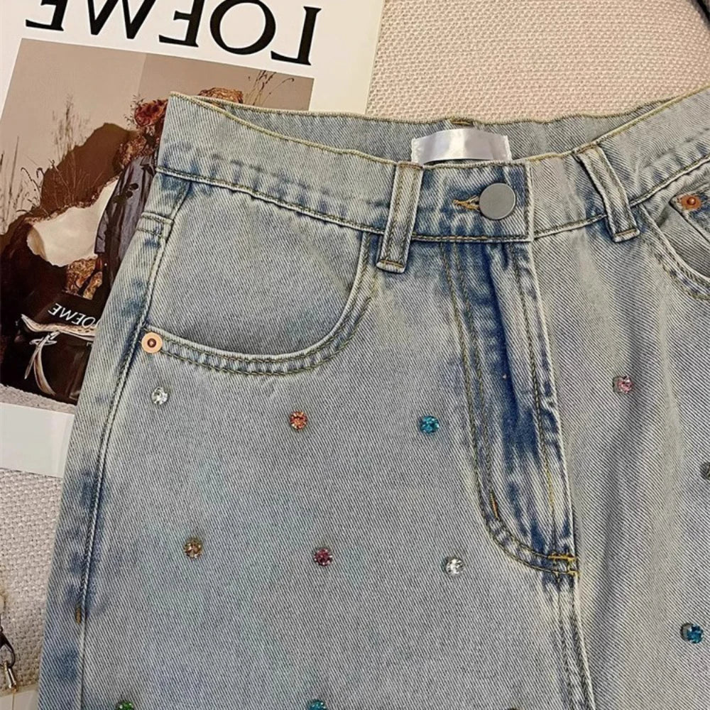 Women Diamonds Denim Pant Fashion