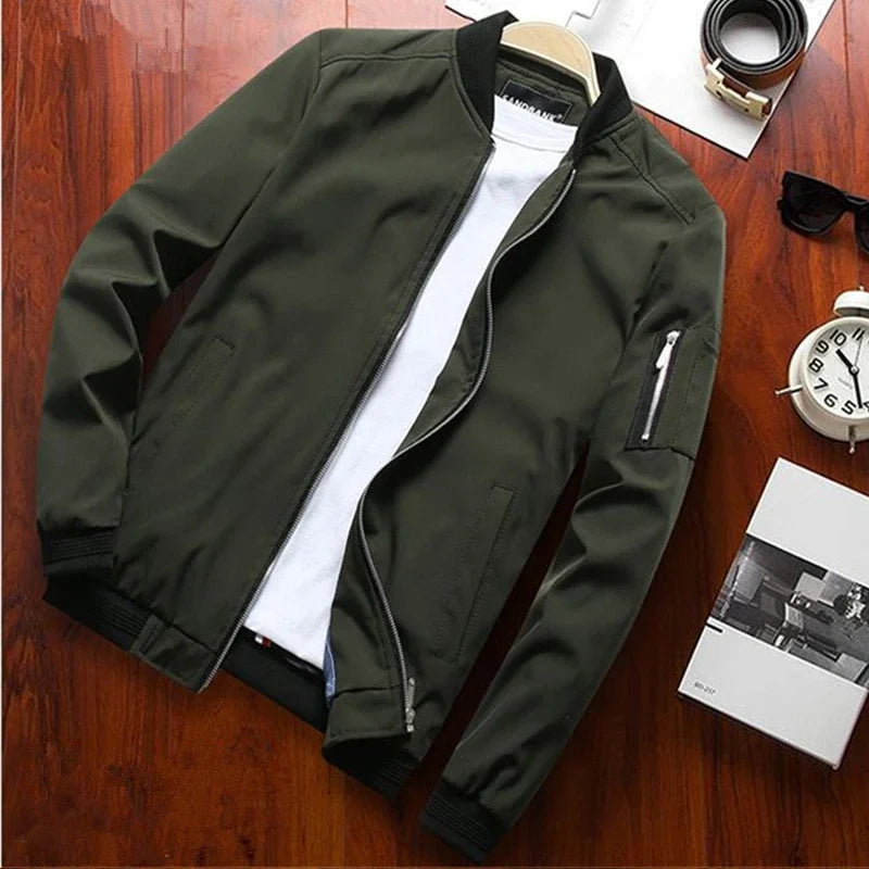 Men Bomber Jacket Thin Slim Long Sleeve baseball Jackets Mens Windbreaker Zipper Windbreaker Jacket Male Outwear Brand Clothing