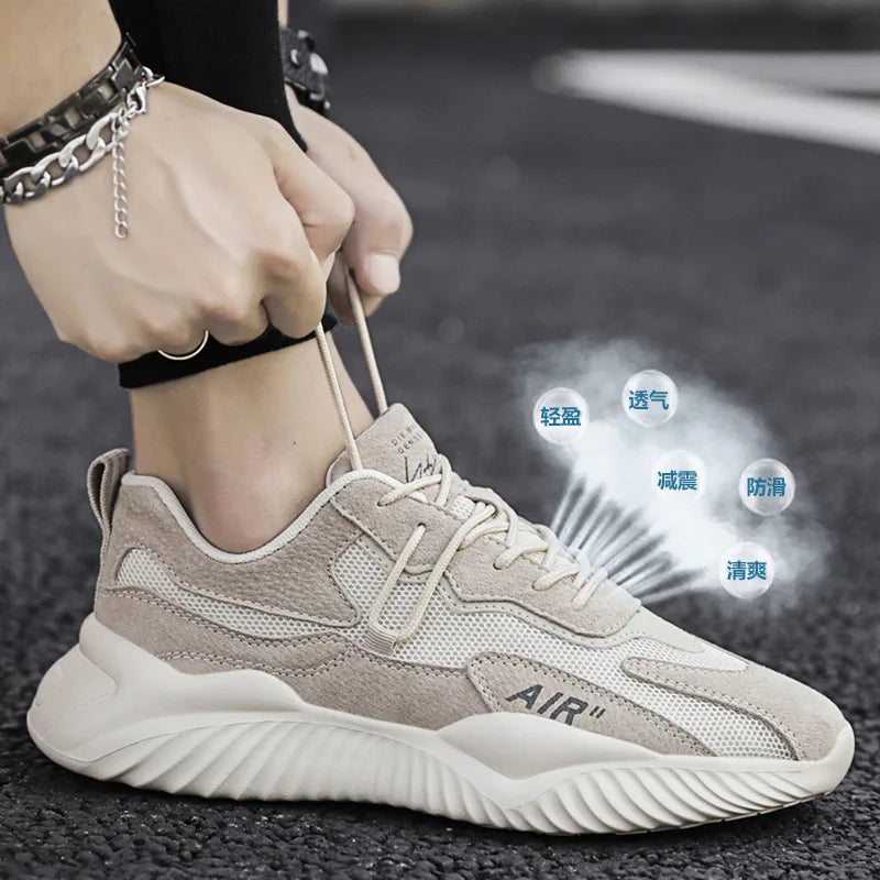 Men's shoes 2025 new summer breathable and odor proof mesh sports and leisure work anti slip lightweight soft soled trendy shoes
