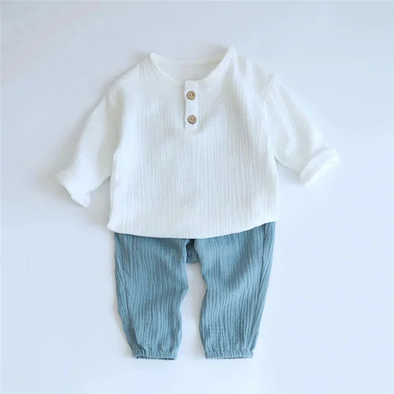 1-6Years Summer Boys Clothes Set Solid Color Organic Cotton Top + Shorts 2Pcs Kids Baby Clothes