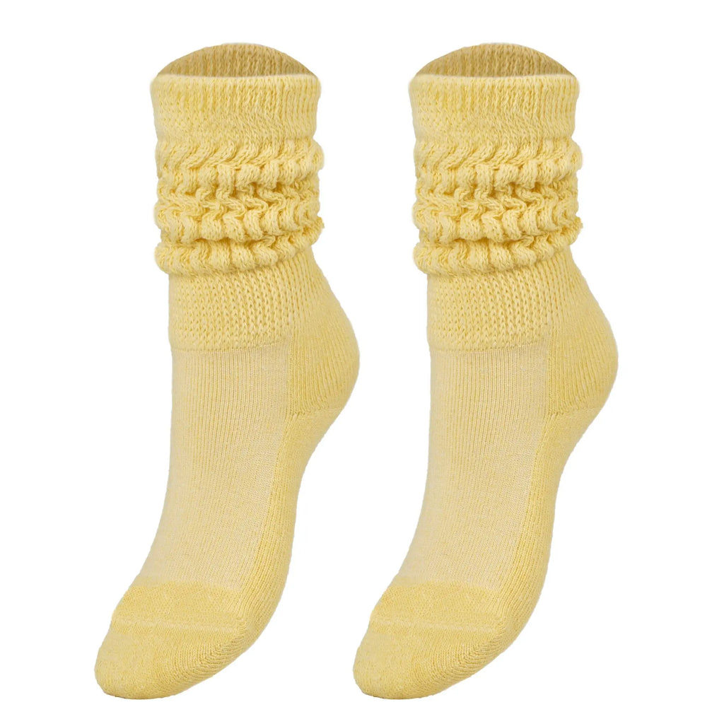 Yellow Scrunch Socks for Kids and Women Long Crew Socks for Ages 3 to 15 Years 1 Pair