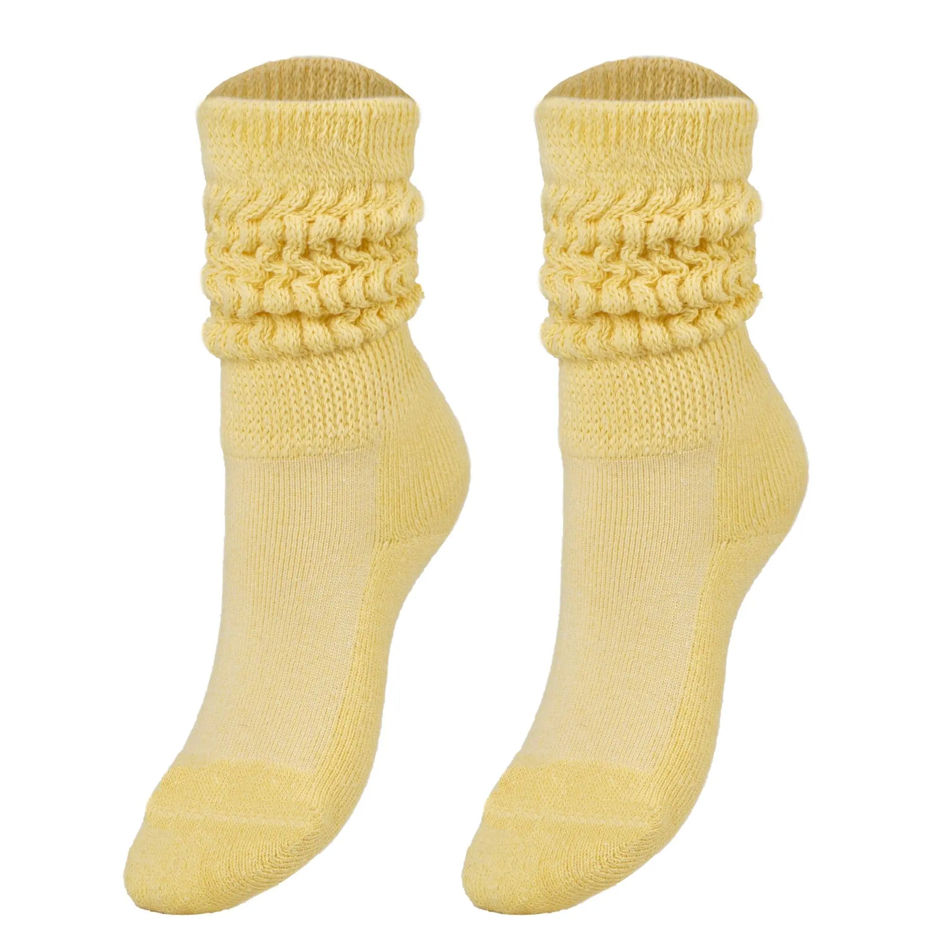 Yellow Scrunch Socks for Kids and Women Long Crew Socks for Ages 3 to 15 Years 1 Pair