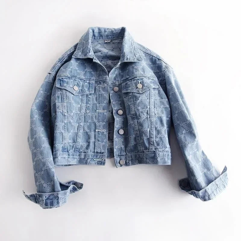 Women's Jacket Autumn/winter Style Embroidery Jacquard Cropped Loose-fit Versatile Tweed Jacket Top for Ladies Z525