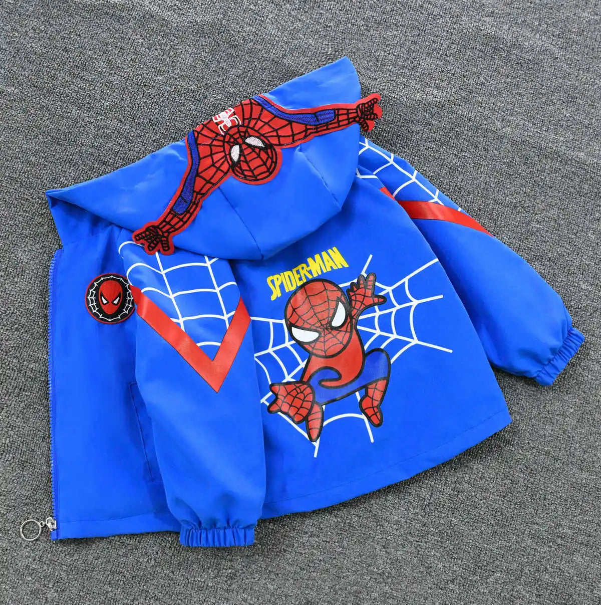 New Spring Autumn Red Blue Spider set Thin style Children costume boys Coats Jacket girls Hooded Coat Kids Outwear boy Clothing