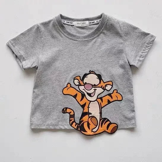 Cartoon Embroidered Short Sleeve T-Shirt Children's Wear Casual Style Male And Female Kids' Clothing Small And Medium Children