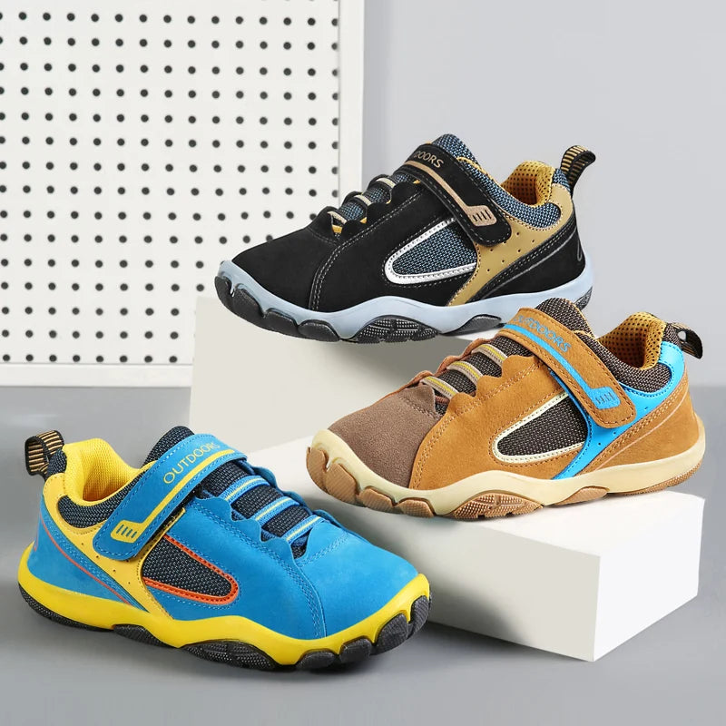 Hot Sale Fashion Leather Children Shoes Waterproof Kids Sneakers Breathable Girls and Boys Trainers Outdoor Sports Shoes for Boy