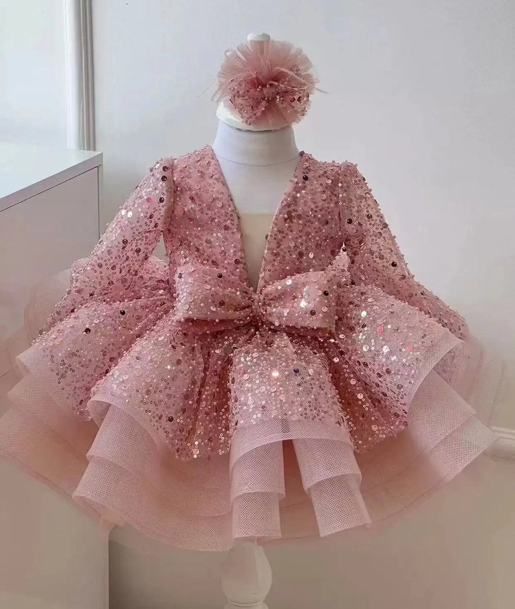 Elegant Girl Party Dress 2025 Flower Girl Wedding Dress Formal First Christmas Baby Girl Luxury Dress Suitable 0-8Y
