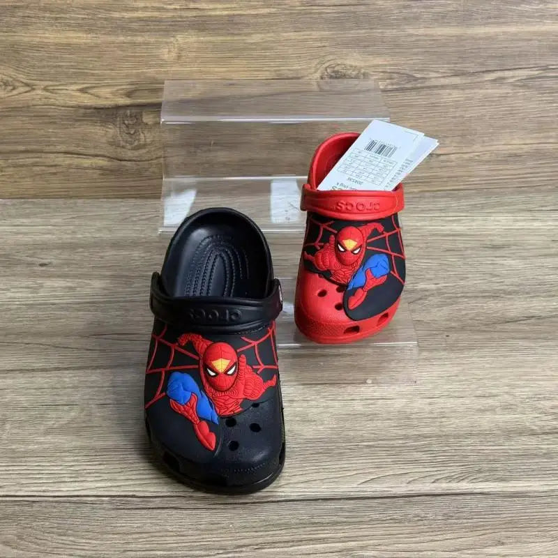 Spiderman Outdoor Beach Slippers Cartoon Anime Spider-Man Waterproof Sandals Casual Breathable Ankle-Wrap Eva Shoes for Kid Gift