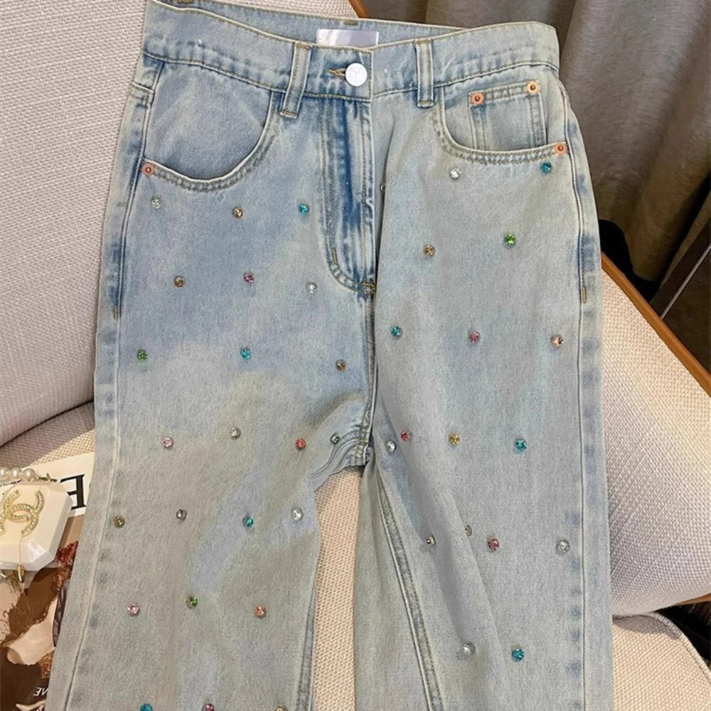 Women Diamonds Denim Pant Fashion