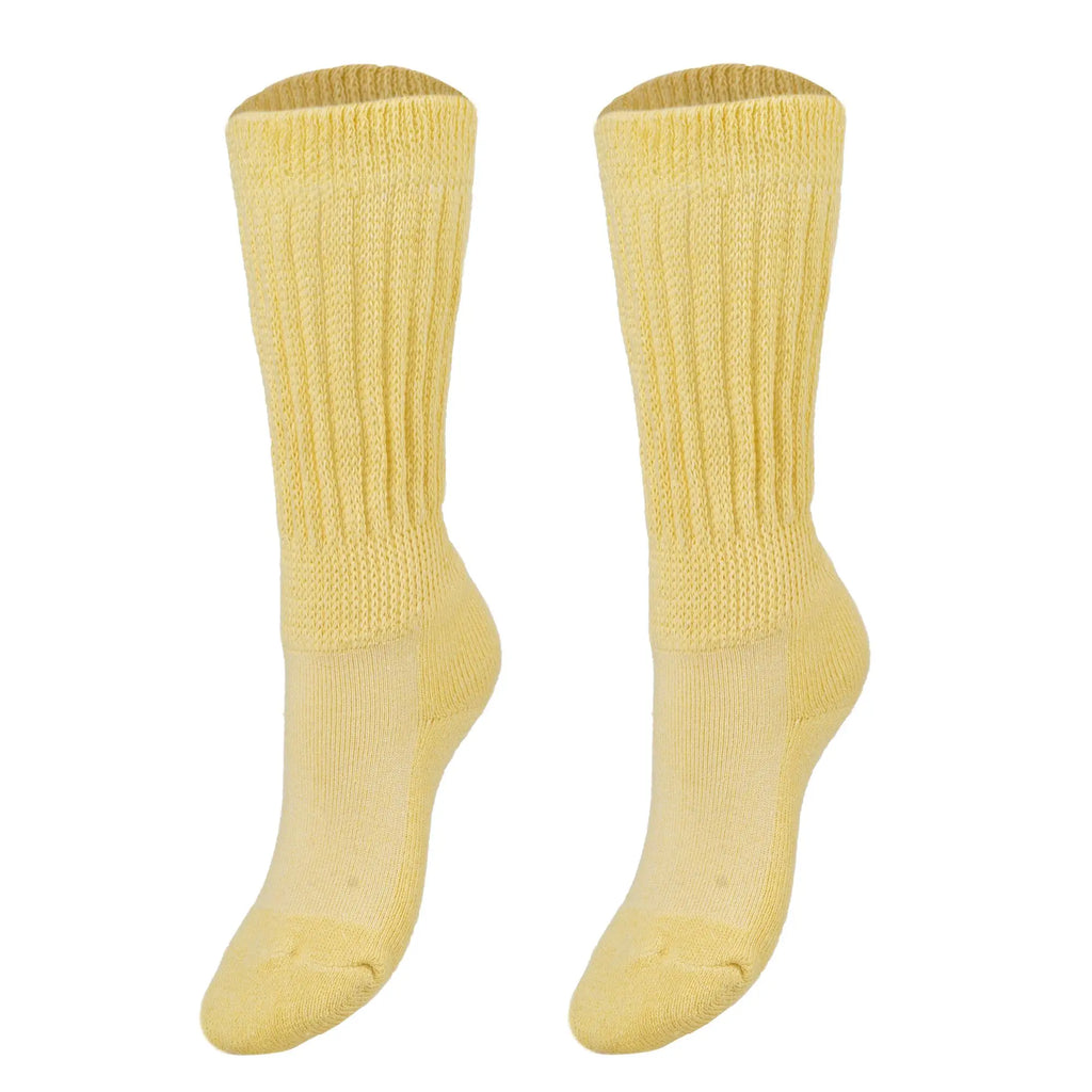 Yellow Scrunch Socks for Kids and Women Long Crew Socks for Ages 3 to 15 Years 1 Pair