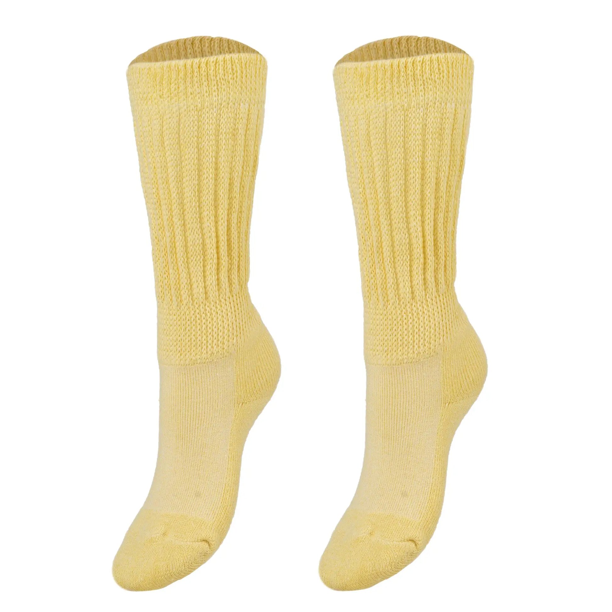 Yellow Scrunch Socks for Kids and Women Long Crew Socks for Ages 3 to 15 Years 1 Pair
