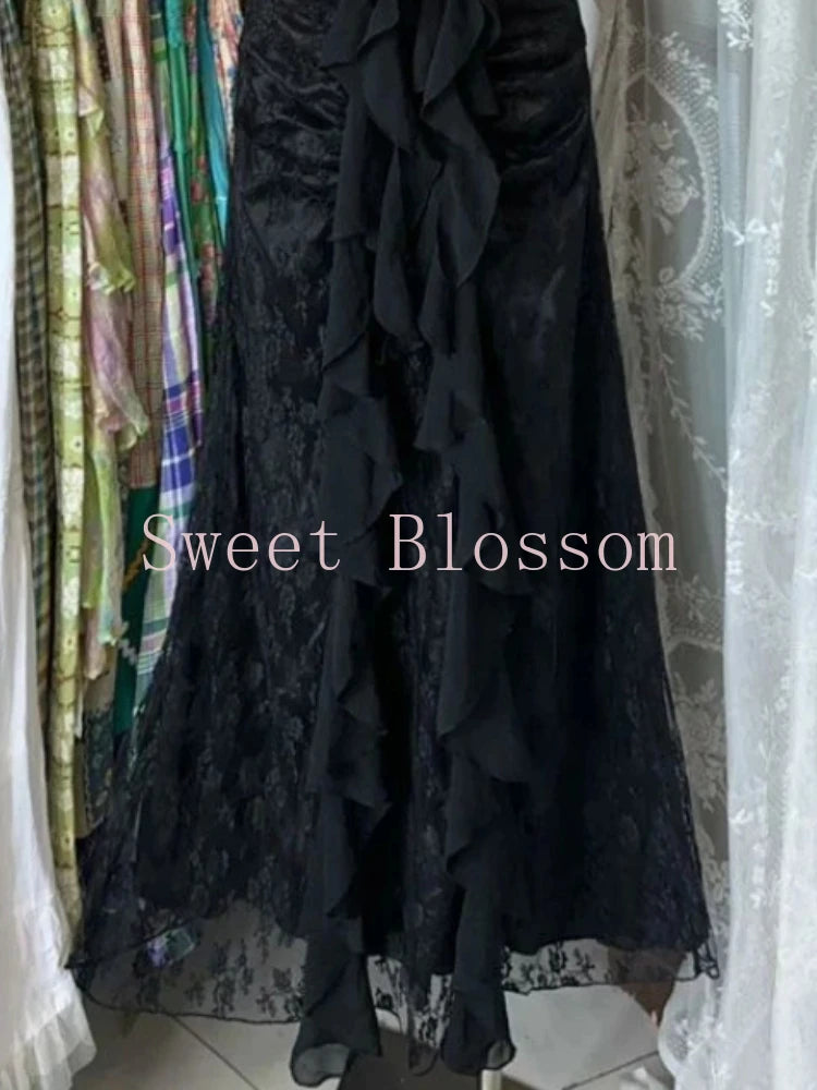 French Retro Slim Slash Neck Elegant Dress Women New Gothic Vintage Black Party Dresses High Street Chic Skinny Clothing 2025