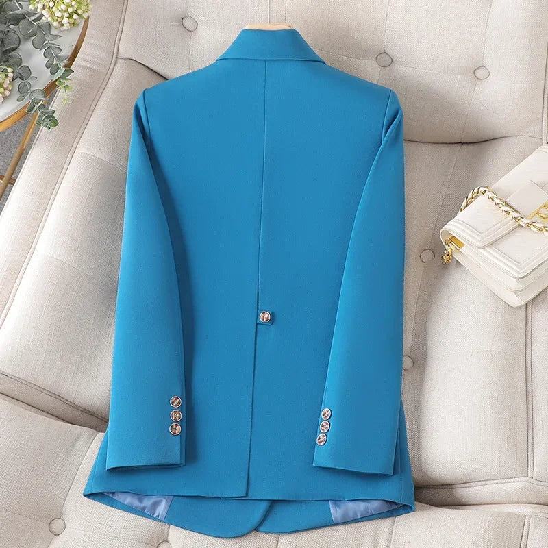 Coffe Brown Slim Fit Women's Suit Jacket Fashionable Commute Professional Style Autumn New Arrival Polyester Fiber Top