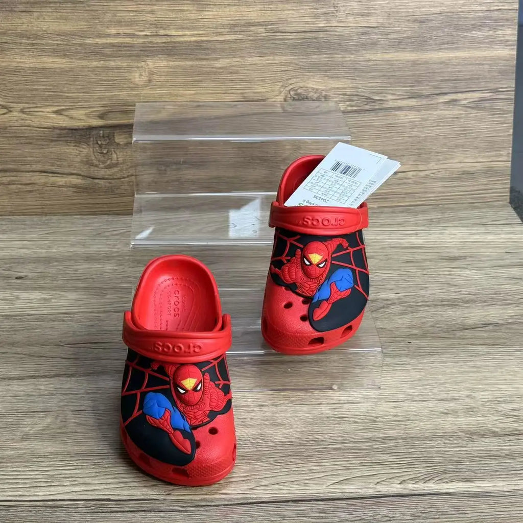 Spiderman Outdoor Beach Slippers Cartoon Anime Spider-Man Waterproof Sandals Casual Breathable Ankle-Wrap Eva Shoes for Kid Gift